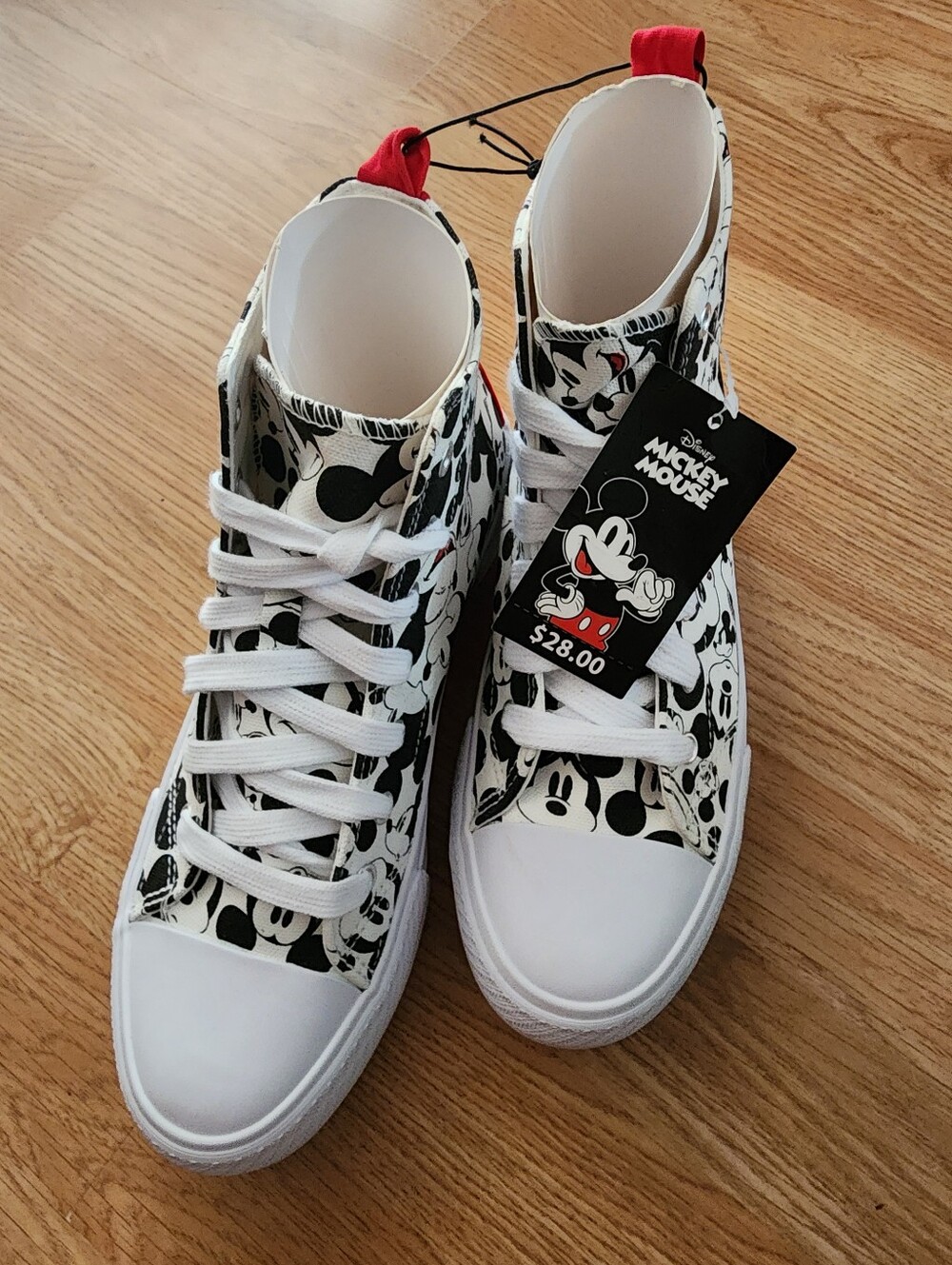 Disney Mickey Mouse High-Top Lace-Up Sneakers Size 8 NEW WITH TAGS